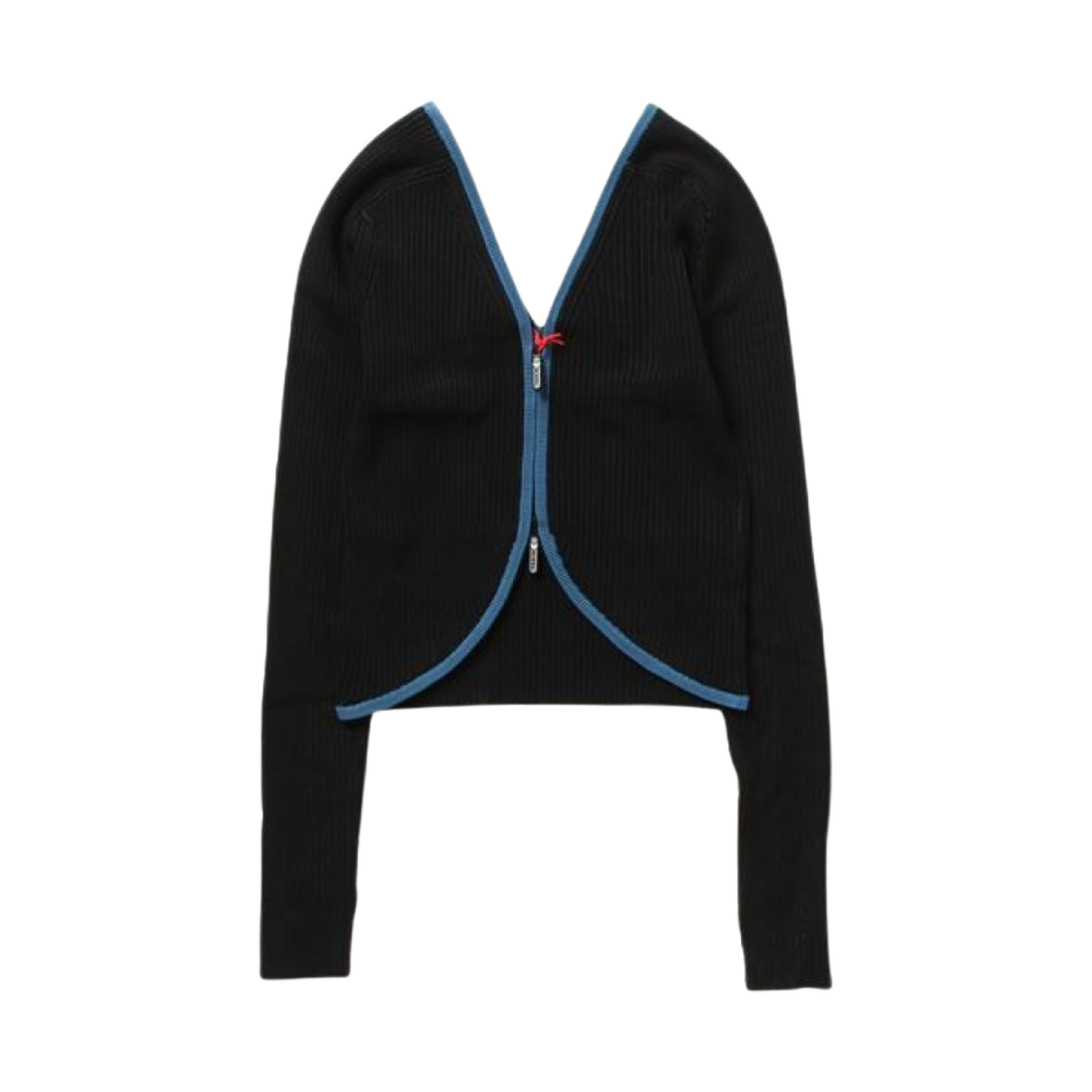 (W) 디젤 더블 지퍼 니티드 가디건 블랙((W) Diesel Double Zip Knitted Cardigan Black) - 1