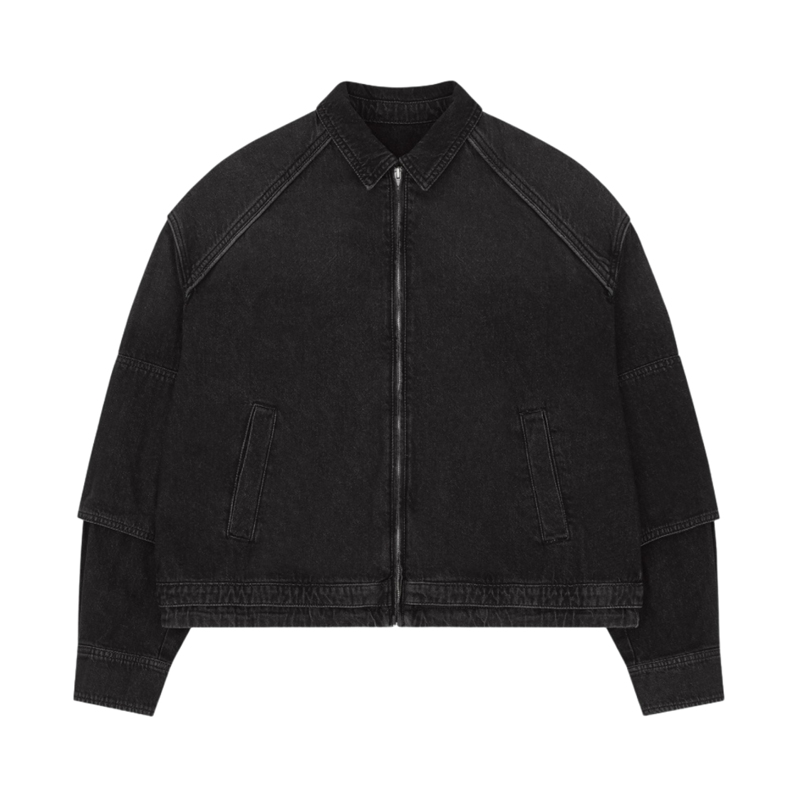 준지 콘 데님 소매 절개 디테일 셔츠 블랙(Juun.J Cone Denim Detail Shirt Black)