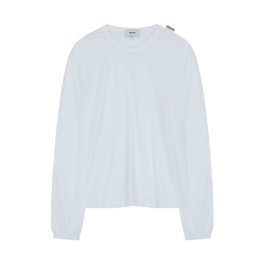 252-2404-10 VIS A VIS Cotton Long Sleeved Center Back Seam Tee Shirt W. Gathered Sleeve White