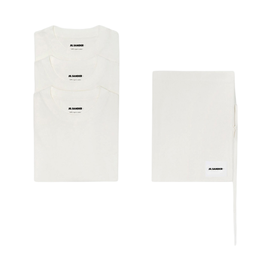 (W) 질 샌더 오가닉 코튼 티셔츠 세트 옵틱 화이트 (3개입)((W) Jil Sander Organic Cotton T-Shirt Set Optic White (3 Pack))
