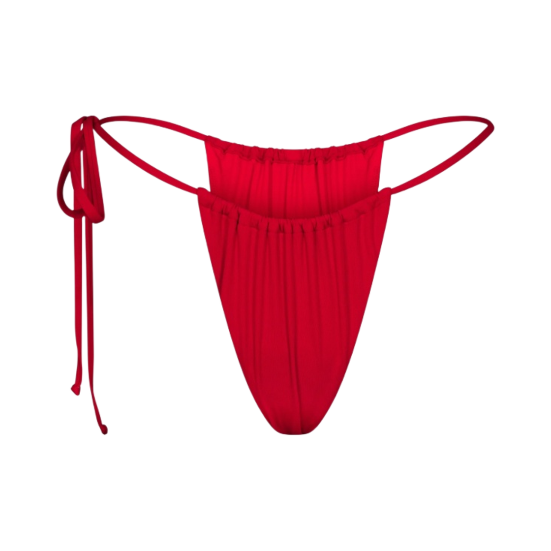 (W) 카이 러치드 타이 비키니 바텀 체리((W) Khy Ruched Tie Bikini Bottom Cherry)