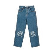 (W) Loewe Anagram Cropped Jeans Mid Blue Denim