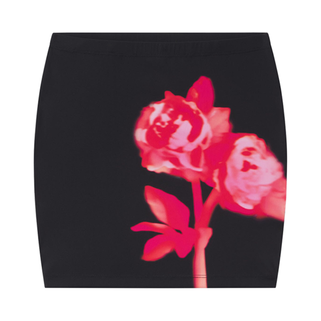 - (W) Khy x Ioannes Smooth Stretch Ultra Mini Skirt Black Peony