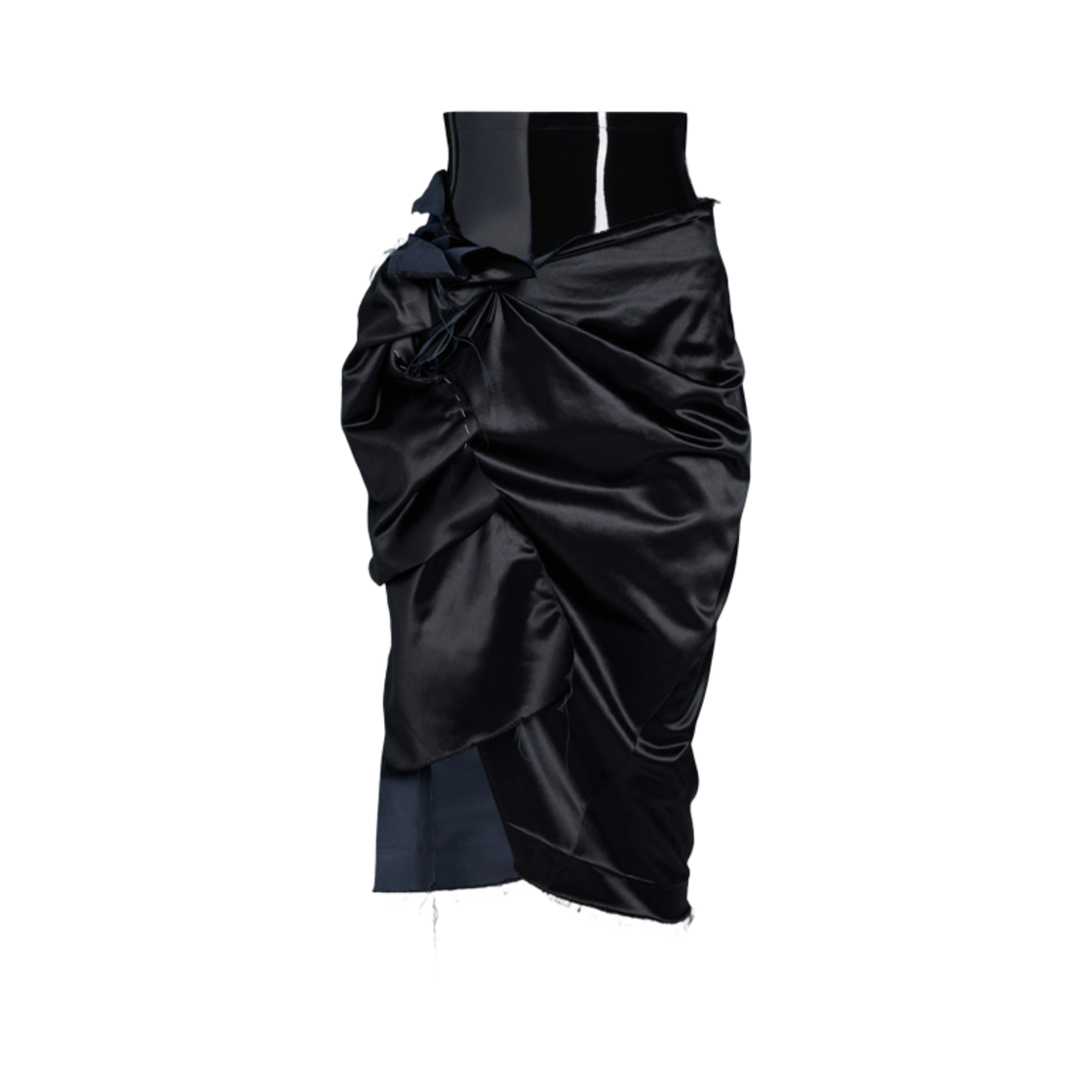 (W) 메종 마르지엘라 레이어드 드레이프 스커트 블랙((W) Maison Margiela Layered Drape Skirt Black) - 1