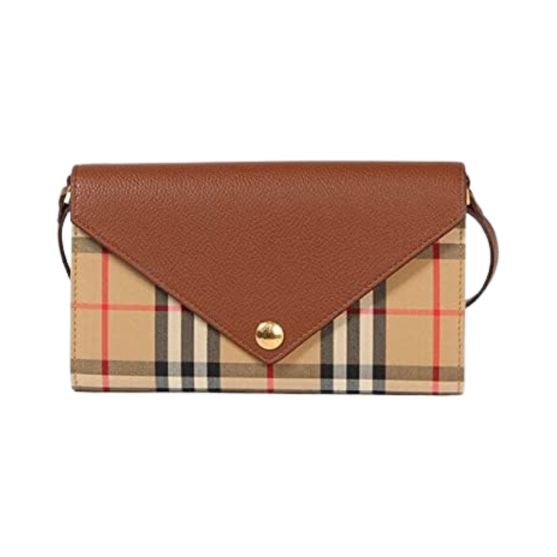 8025162 Burberry Hannah Vintage Check Wallet with Detachable Strap Brown