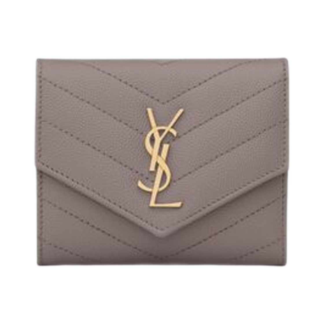 생로랑 카산드라 마틀라세 멀티 폴드 월렛 그레인 드 뿌드르 엠보스 레더 포그(Saint Laurent Cassandre Matelasse Multi-Folded Wallet in Grain De Poudre Embossed Leather Fog) - 1