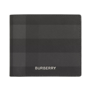 Burberry Check Leather International Bifold Wallet Charcoal