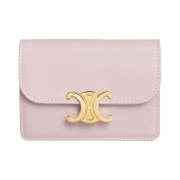 Celine Card Holder with Flap Triomphe in Shiny Calfskin Pastel Pink