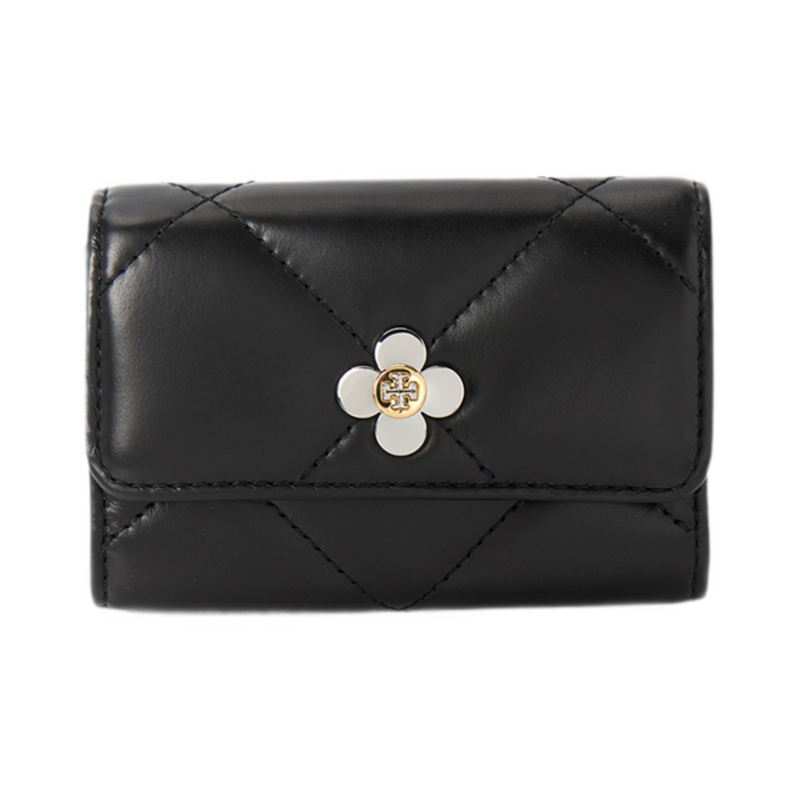 165050-001 Tory Burch Kira Clover Card Holder Wallet Black