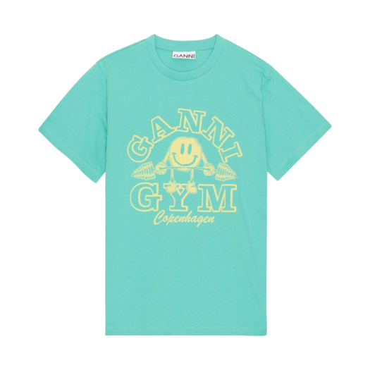 (W) Ganni Basic Jersey Gym Relaxed T-Shirt Lagoon