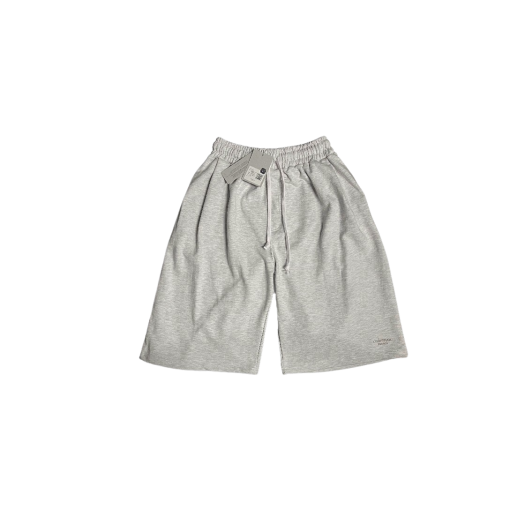 UMCM16LM Undermycar Mu.16 Anti Fxxking Logo Play Oversized One Tuck Sweat Shorts Light Melange