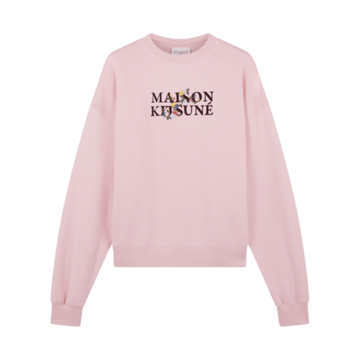 (W) Maison Kitsune Flowers Comfort Sweatshirt Pale Pink