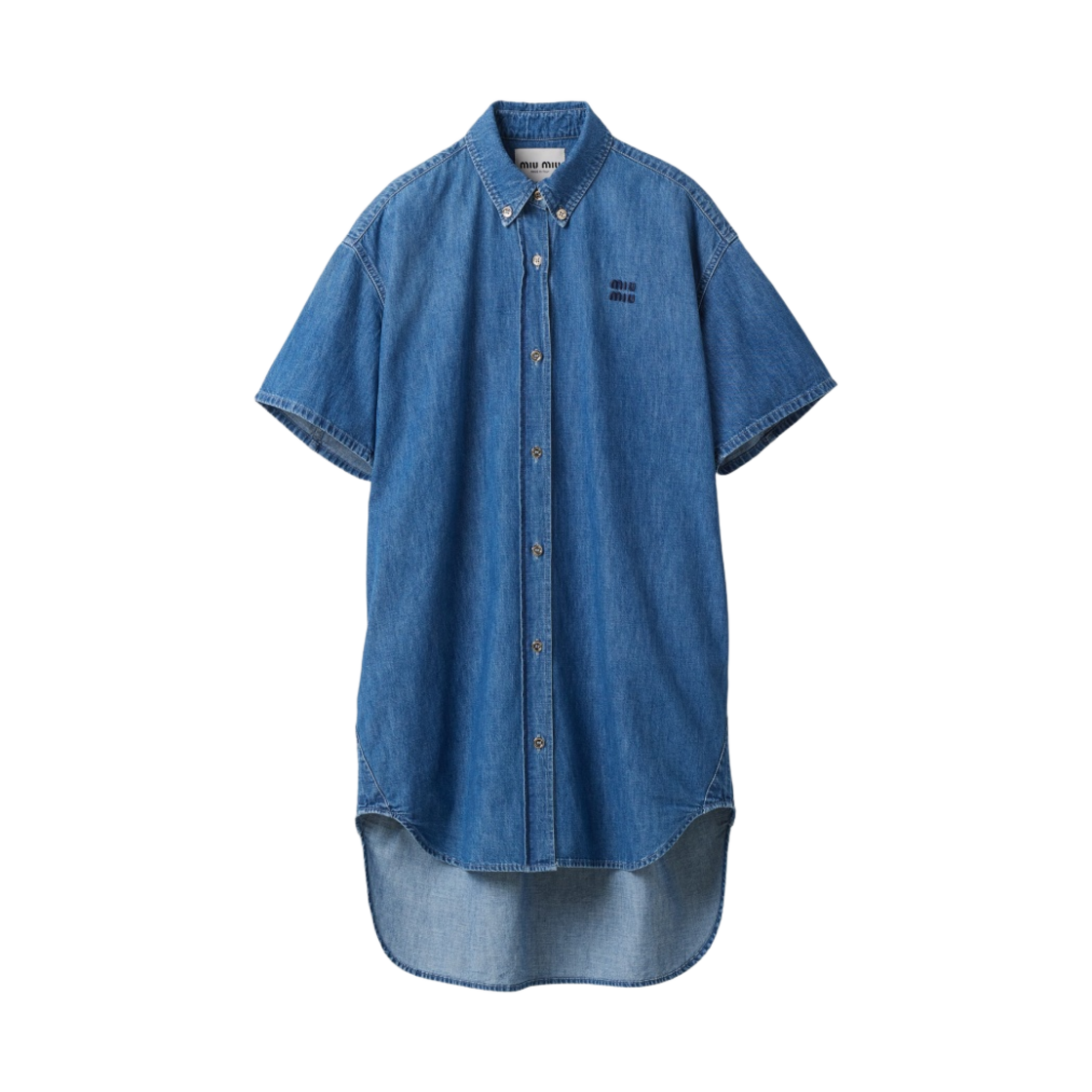(W) 미우 미우 샴브레이 드레스 사파이어 블루((W) Miu Miu Chambray Dress Sapphire Blue) - 1