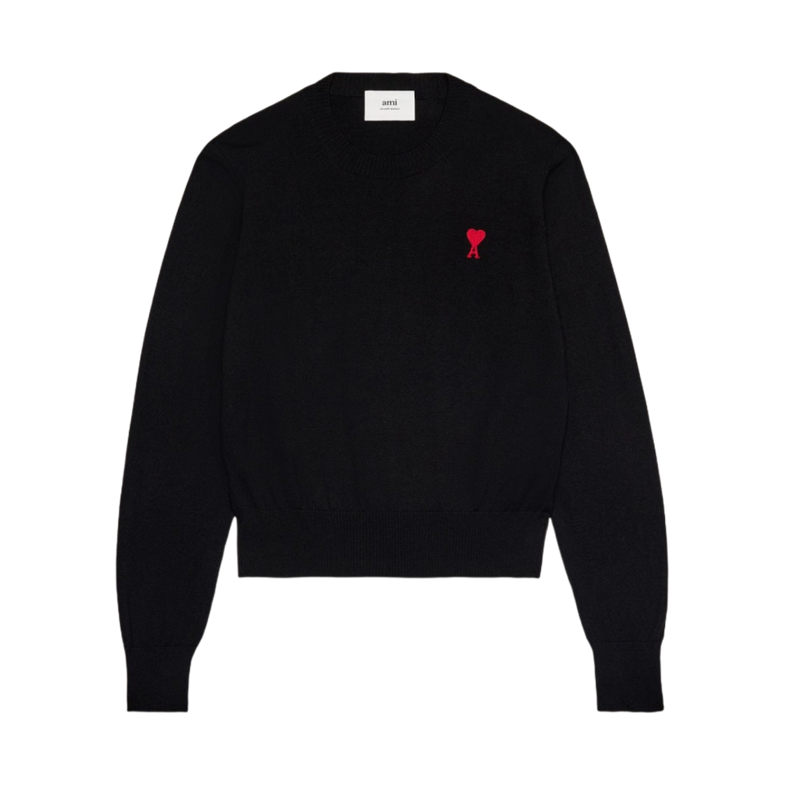 아미 스몰 하트 로고 자수 크루넥 스웨터 블랙(AMI de Coeur Embroidery Crewneck Sweater Black)