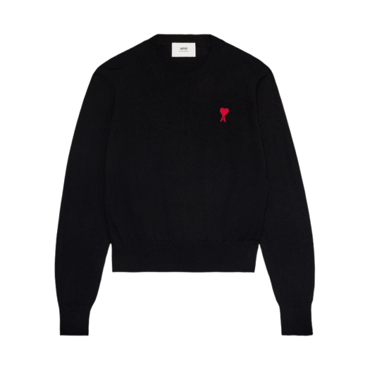 BFHKS111-KN0025-001 AMI de Coeur Embroidery Crewneck Sweater Black