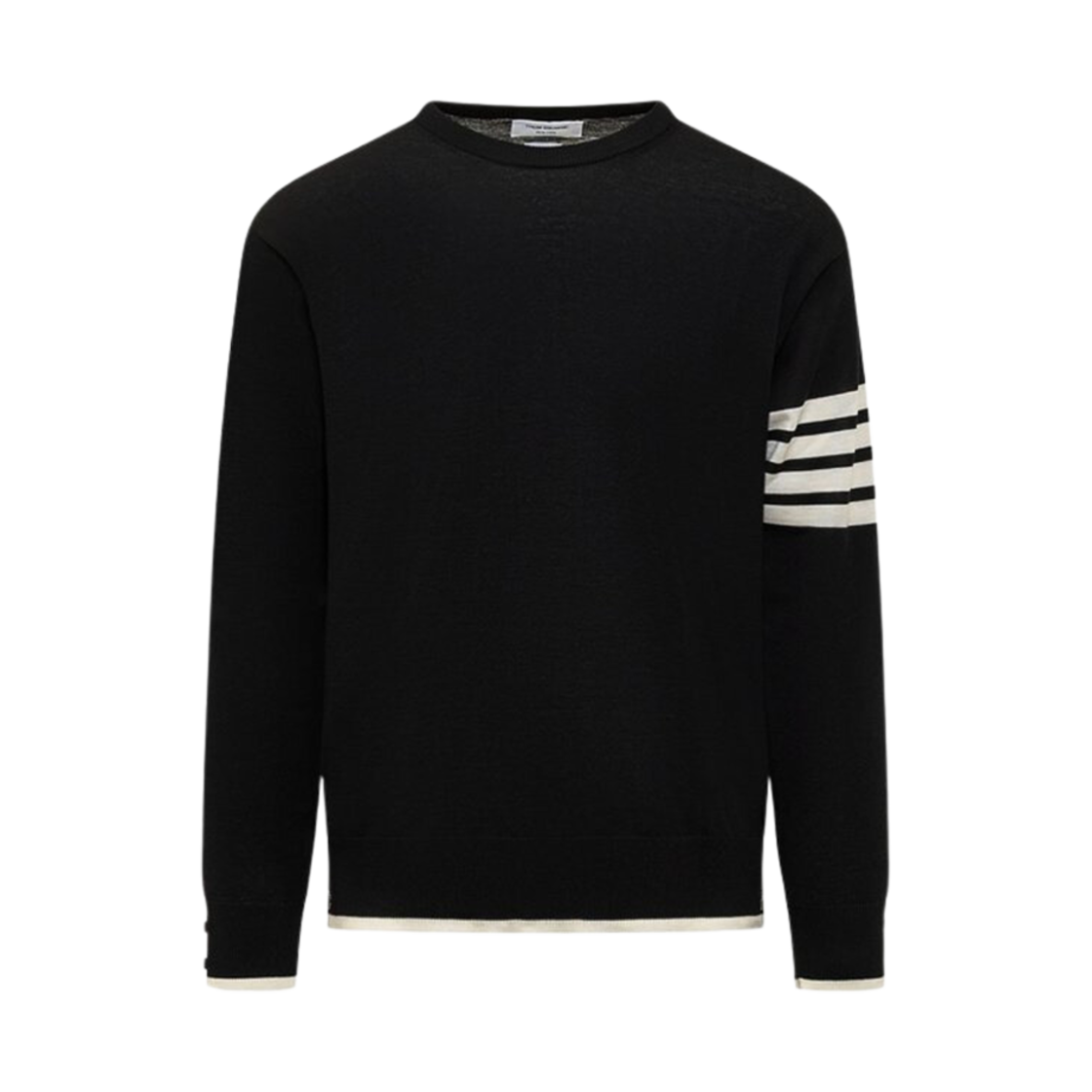 톰브라운 파인 메리노 울 사선 릴렉스트 핏 풀오버 블랙