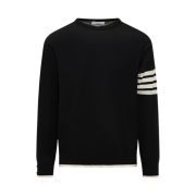 Thom Browne Fine Merino Wool 4-Bar Relaxed Fit Pullover Black