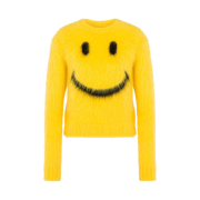 (W) Moschino Smiley Brushed Mohair Pullover Yellow