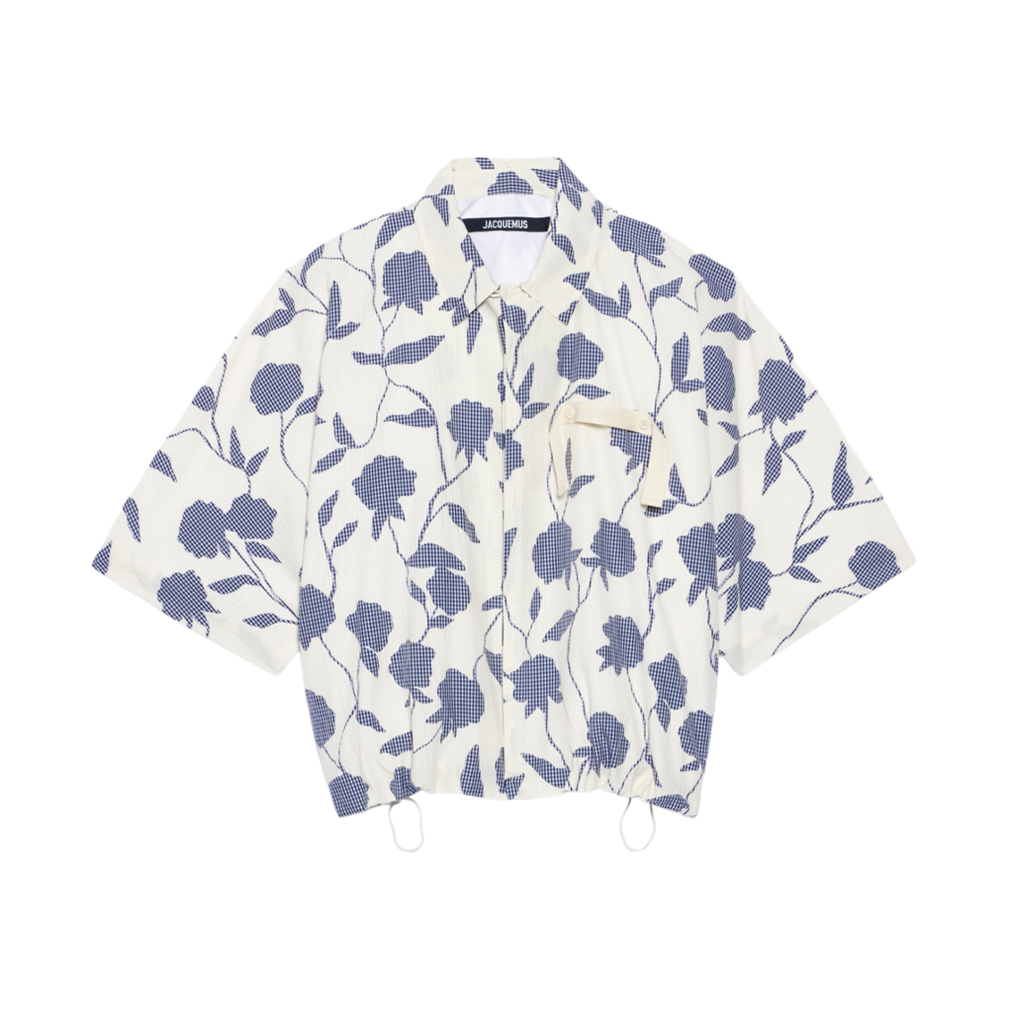 자크뮈스 라 슈미즈 디스그레기 엘라스티케이티드 숏슬리브 셔츠 프린트 로즈 다크 네이비(Jacquemus La Chemise Disgreghi Elasticated Short Sleeve Shirt Print Roses Dark Navy) - 1
