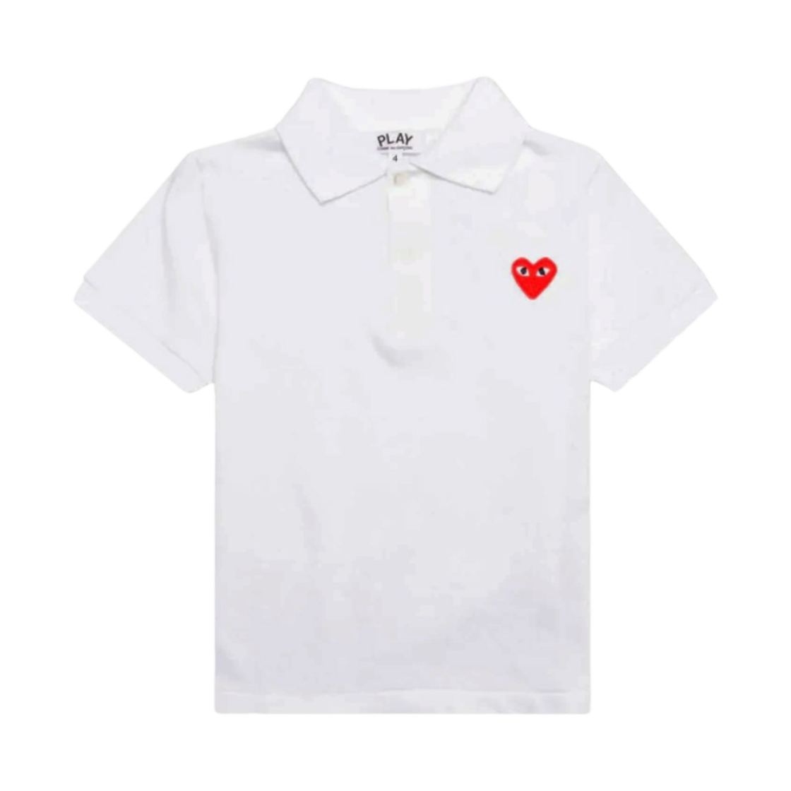 (키즈) 플레이 꼼데가르송 레드 하트 폴로 셔츠 화이트((Kids) Play Comme des Garcons Red Heart Polo Shirt White) - 1