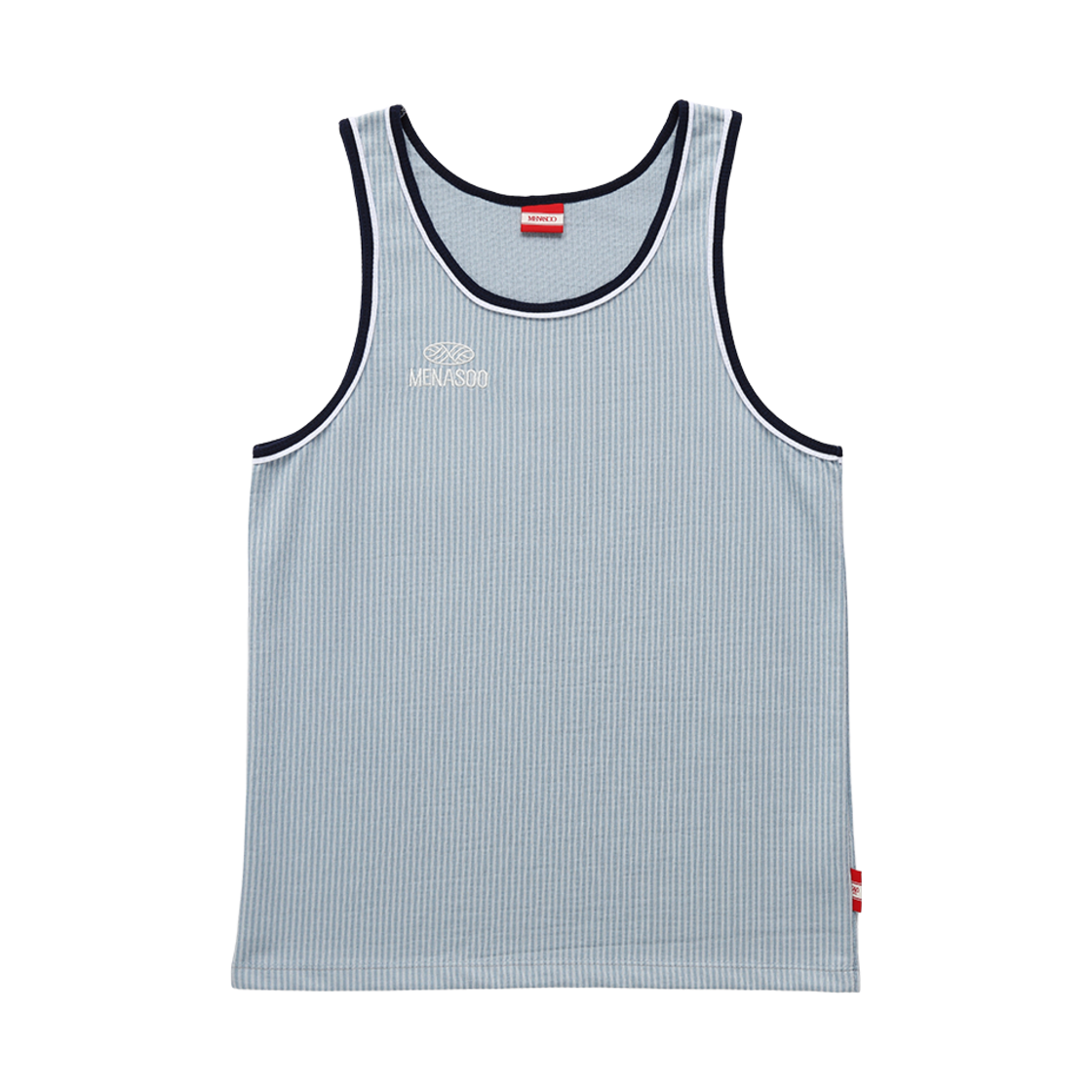 NST-STR-DB-SBL Menasoo Stripe Double Binding Sleeveless Skyblue