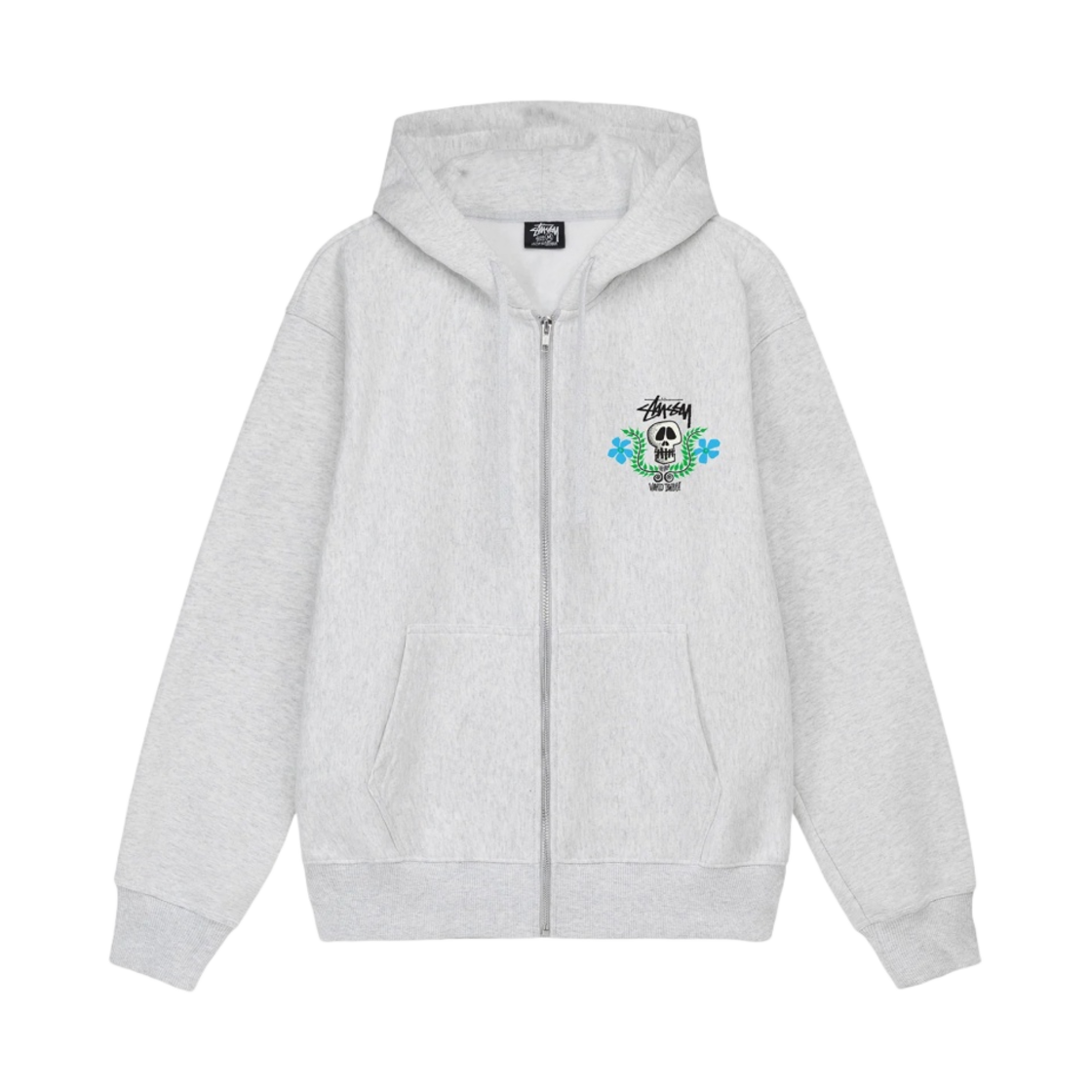 1974904 Stussy Skull Crest Zip Hoodie Ash Heather - #2