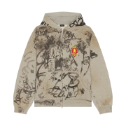 Balenciaga Skater Graffiti Zip-Up Hoodie Heather Grey
