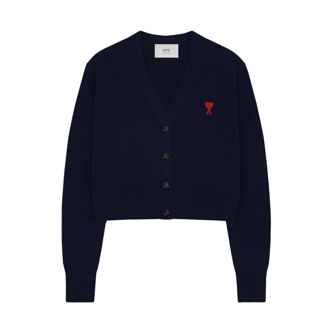 (W) 아미 스몰 하트 로고 울 가디건 노틱 블루((W) AMI de Coeur Wool Cardigan Nautic Blue)
