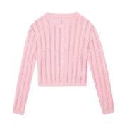 Margarin Fingers Heart Button Cable Cardigan Light Pink