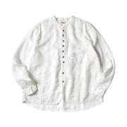 Kapital Gauze Linen Herringbone Stand Penny Shirt White