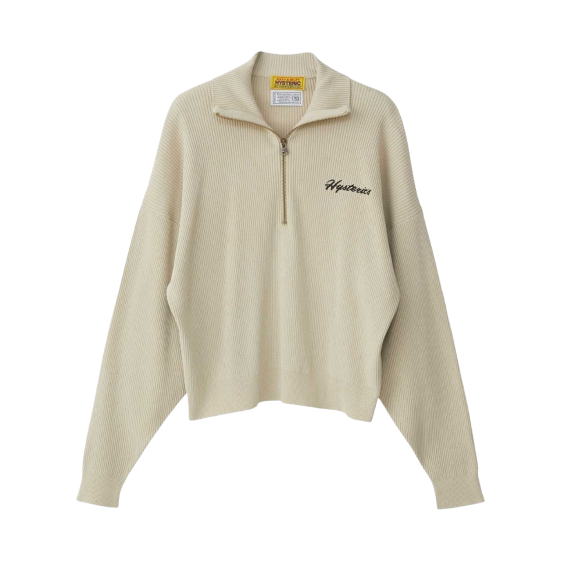 (W) 히스테릭 글래머 히스테릭 모텔 하프 집업 풀오버 베이지((W) Hysteric Glamour Hysteric Motel Half Zip Pullover Beige) - 1