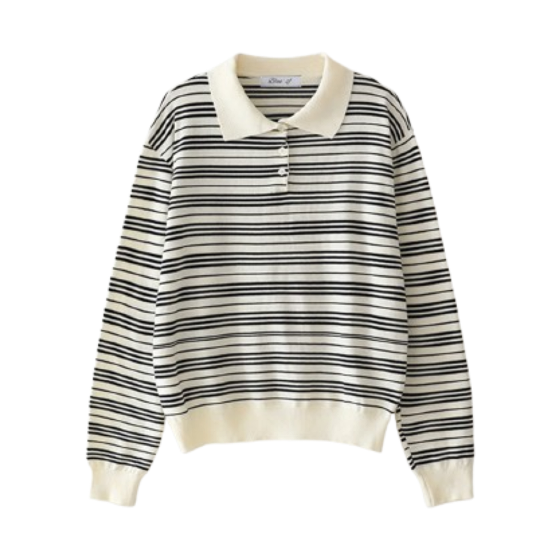 Bluesf91 Blue Sunflower Resort Striped Collar Long Sleeve Knitwear Ivory