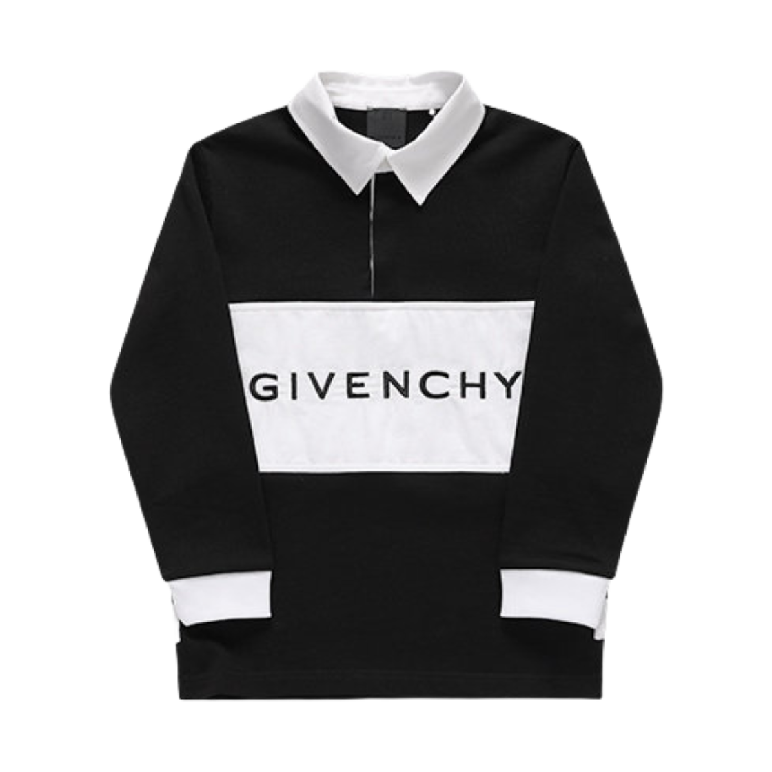 (키즈) 지방시 투톤 로고 프린트 폴로 셔츠 블랙 화이트((Kids) Givenchy Two-Tone Logo Print Polo Shirt Black White) - 1