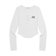 MUCENT Haring Signature Logo Snap Button U Neck T White