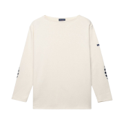 Saint James Guildo U Elbow Patches Long Sleeve T-Shirt Ecru