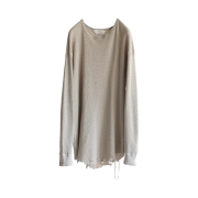 Ancellm Damage Waffle Crew LS T-Shirt Greige