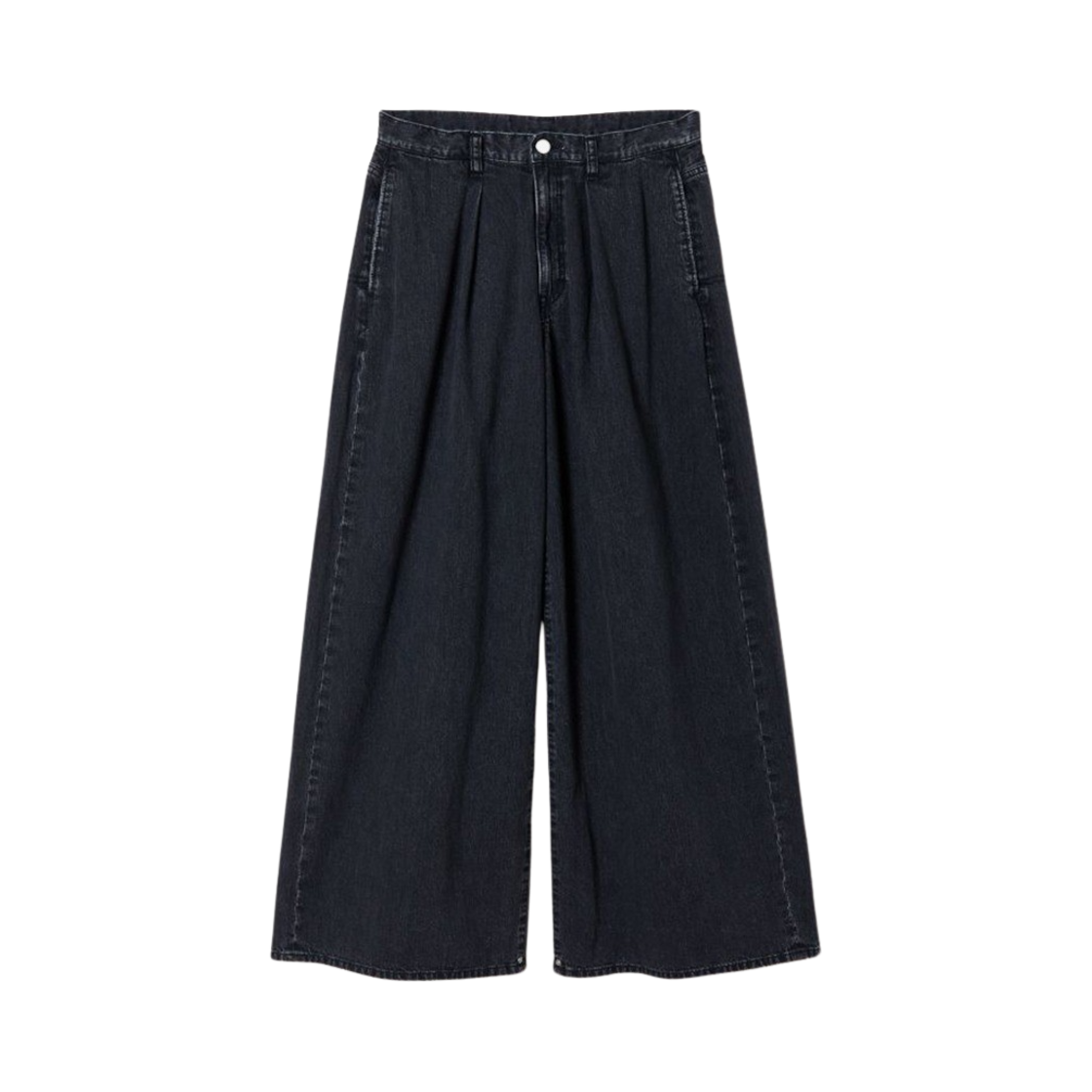 퍼버즈 우먼 로우라이즈 와이드 레그 데님 블랙(Perverze Women Low Rise Wide Leg Denim Black)