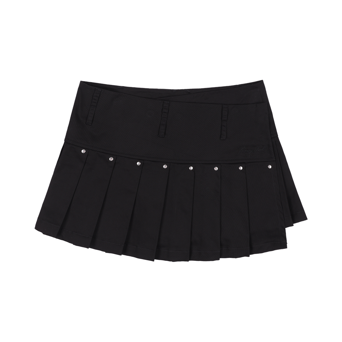 팬시클럽 플리츠 레이어드 랩 스커트 블랙