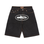 Corteiz Alcatraz Denim Shorts Washed Black
