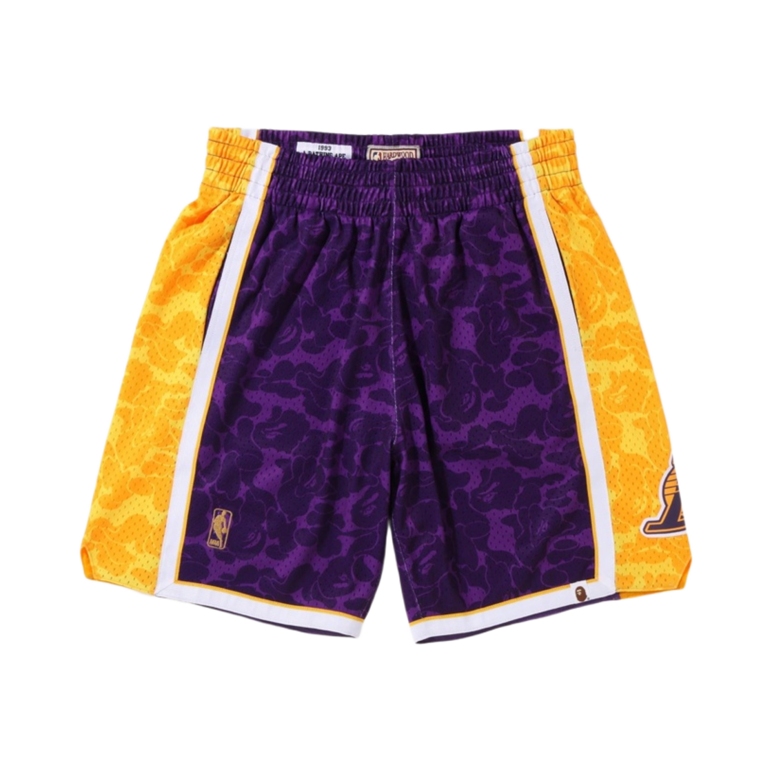 베이프 x M&N 로스 엔젤레스 레이커스 저지 쇼츠 퍼플(BAPE x M&N Los Angeles Lakers Jersey Shorts Purple) - 1