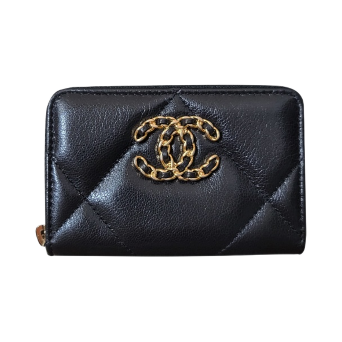 샤넬 19 지퍼 코인 지갑 샤이니 고트스킨 & 골드 메탈 블랙(Chanel 19 Zipped Coin Purse Shiny Goatskin & Gold Black) - 1