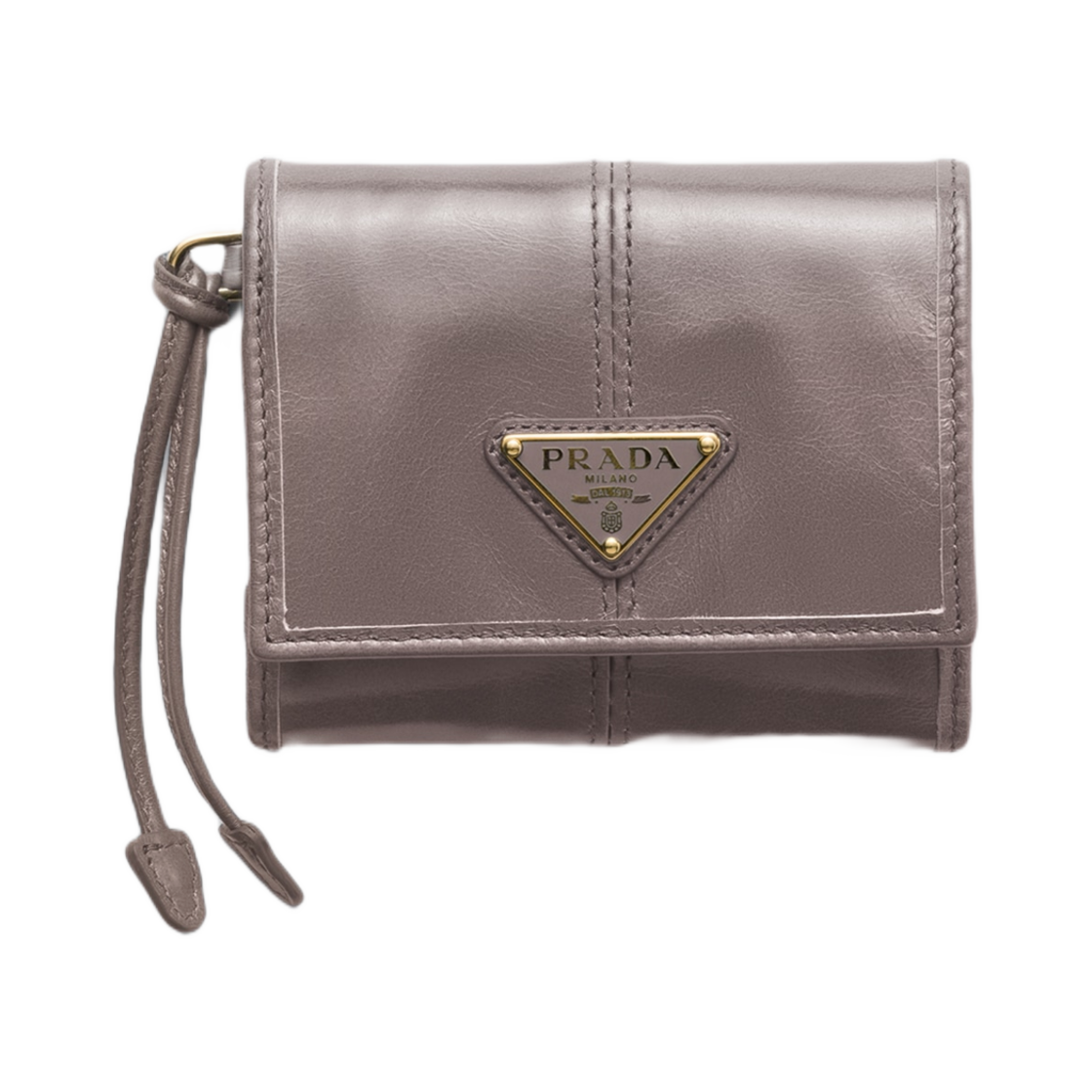 1MH043-2CYR-F0116 Prada Small Leather Wallet Dark Grey