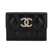 Chanel Small Flap Wallet Grained Calfskin & Gold Black