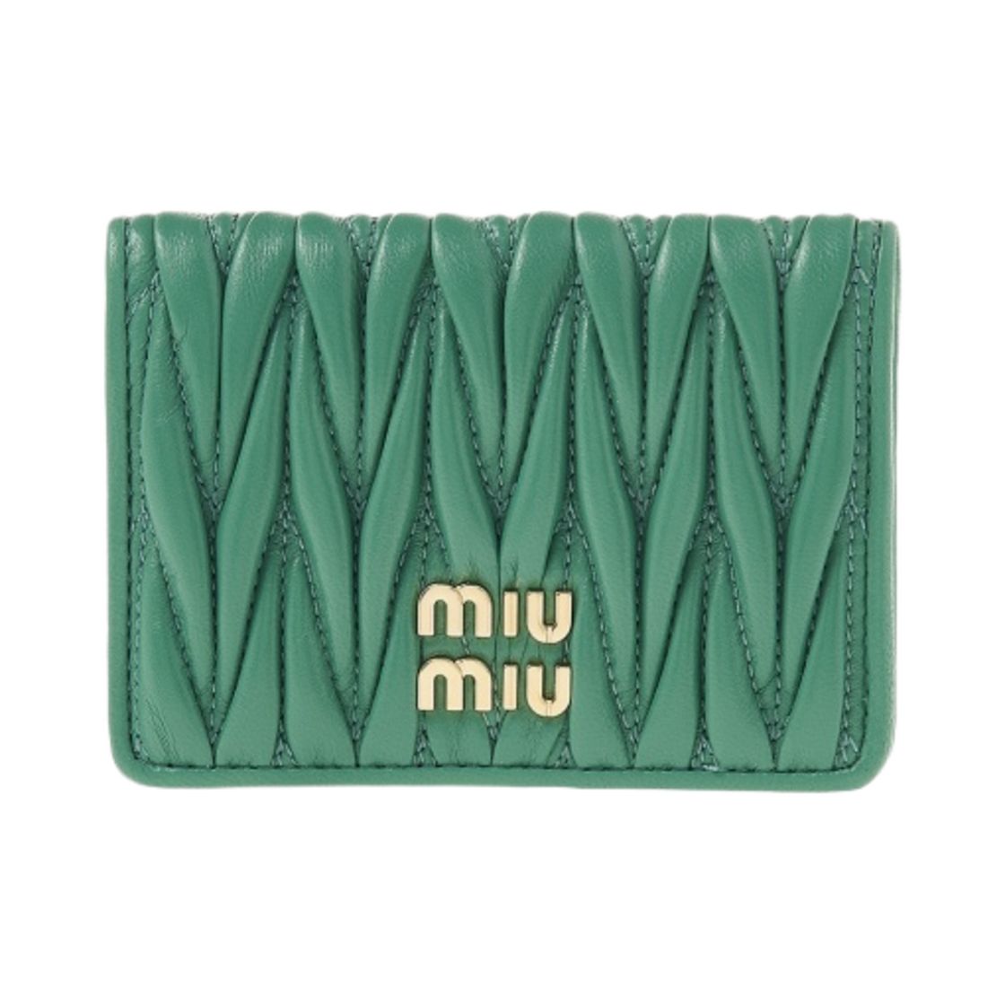 미우 미우 마테라쎄 나파 레더 카드 반지갑 세이지 그린(Miu Miu Matelasse Nappa Leather Card Holder Sage Green) - 1