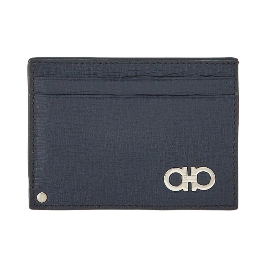 66A061-744849 Ferragamo Gancini Card Holder with Pull-Out ID Window Deep Ocean Black