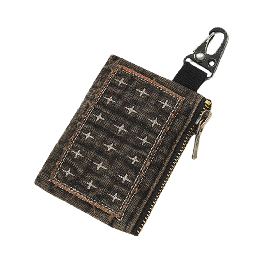 카락터 패치워크 데님 카드 월렛 빈티지 블랙(Karactor Patchwork Denim Card Wallet Vintage Black)