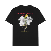 Wooyoungmi Flower Print Back Logo T-Shirt Navy - 22SS