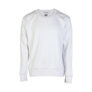Thom Browne Loopback Center Back Stripe Crewneck Pullover Knit White