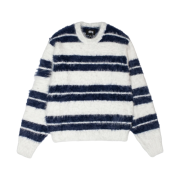 Stussy Hairy Stripe Crew Sweater Ivory Navy
