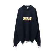 Vetements Jesus Loves You Destroyed Sweater Navy